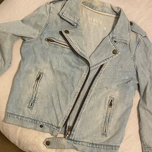 Denim Moto Jacket - 3/4 sleeve